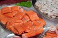 Salmon fillet red fish slices sea food background Royalty Free Stock Photo