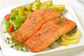 Salmon fillets with vegetables Royalty Free Stock Photo