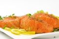 Salmon fillets with vegetables Royalty Free Stock Photo
