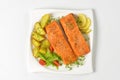 Salmon fillets with vegetables Royalty Free Stock Photo
