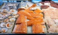 Salmon filltet and mediterranean scallop Royalty Free Stock Photo