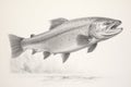 Salmon fish drawing, Salmon fish pencil drawing vintage. Generative Ai