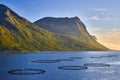 Salmon fish farm in Northern Norway Royalty Free Stock Photo