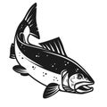 Salmon fish icon isolated on white background. Design element for logo, label, emblem, sign. Royalty Free Stock Photo