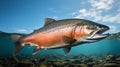 Salmon fish isolated on white without shadow. generative ai Royalty Free Stock Photo