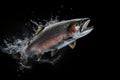 Salmon fish jumping out of the water, generated by AI Royalty Free Stock Photo