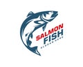 Salmon Fish logo design vector. Fishing logo design template illustration . Sport fishing Logo Royalty Free Stock Photo