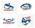 Salmon Fish logo design vector. Fishing logo design template illustration . Sport fishing Logo Royalty Free Stock Photo