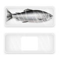 Salmon fish package mockup set, vector realistic illustration