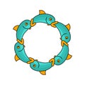Salmon fish round sign. Symbol Marine animal Vector illustration