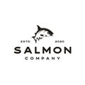 Salmon fish seafood Silhouette logo design