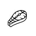 Salmon fish steak icon. Black line vector isolated icon on white background.