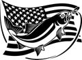 Salmon fish US - Fishing logo. Template club emblem. Fishing theme vector illustration. Royalty Free Stock Photo