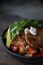 Salmon fishcakes with oat and salad