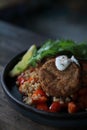 Salmon fishcakes with oat and salad