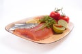 Salmon and fresh fish plate Royalty Free Stock Photo