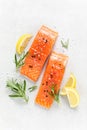 Salmon. Fresh raw salmon fish fillet on white background Royalty Free Stock Photo