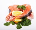 Salmon. Fresh raw salmon red fish steak. close up Royalty Free Stock Photo