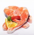 Salmon. Fresh raw salmon red fish steak. close up Royalty Free Stock Photo