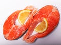 Salmon. Fresh raw salmon red fish steak. close up Royalty Free Stock Photo