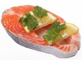 Salmon. Fresh raw salmon red fish steak. Royalty Free Stock Photo