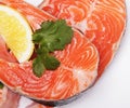 Salmon. Fresh raw salmon red fish steak. Royalty Free Stock Photo