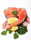 Salmon. Fresh raw salmon red fish steak. Royalty Free Stock Photo