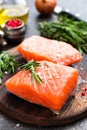 Salmon. Fresh salmon fish. Raw salmon fish fillet Royalty Free Stock Photo