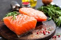 Salmon. Fresh salmon fish. Raw salmon fish fillet Royalty Free Stock Photo