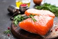 Salmon. Fresh salmon fish. Raw salmon fish fillet Royalty Free Stock Photo