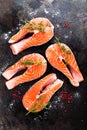 Salmon. Fresh salmon fish. Raw salmon fish steaks