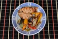 Salmon with grilled veggies Royalty Free Stock Photo