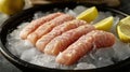 Salmon On Ice Served With Lemon Slices Gives Refreshing Feeling and Taste Royalty Free Stock Photo