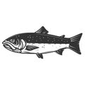 Salmon illustration isolated on white background. Fishing. Seafood. Design element for logo, label, emblem, sign. Royalty Free Stock Photo