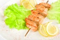 Salmon kebab closeup