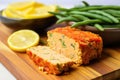 salmon loaf with a side of green beans