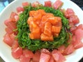 Salmon maguro japanese seaweed donburi with rice