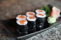 Salmon Maki sushi, Japanese food Royalty Free Stock Photo