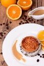 Salmon medallion with mixed cooked rice on white plate