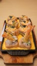 Salmon Melted Cheese Roll is a set of sushi consist of salmon, fried prawn, cucumber with spicy mayo and melted cheese sauce