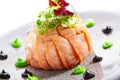 Salmon olivier salad with sauces