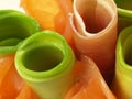Salmon, parma ham and avocado rolls Royalty Free Stock Photo