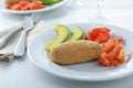 Salmon patty with vegetables