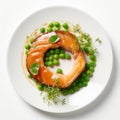 Glistening Salmon With Peas On A White Plate - Inspired By Mike Campau