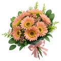 Salmon Pink Gerbera bouquet. Generative AI.