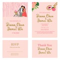 Salmon Pink Romantic Wedding Invitation Template Theme