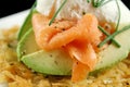 Salmon And Poached Egg Stack Royalty Free Stock Photo