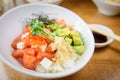 Salmon Poke bowl with sushi rice