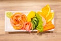 Salmon raw sashimi On white plate in a restaurant,food japanese Royalty Free Stock Photo