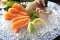 Salmon and red snapper sashimi Japanese food